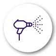 Icon featuring a spray gun symbolizing powder coating.
