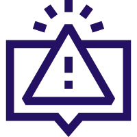 Triangle icon with an exclamation mark and a speech bubble, symbolizing important information.